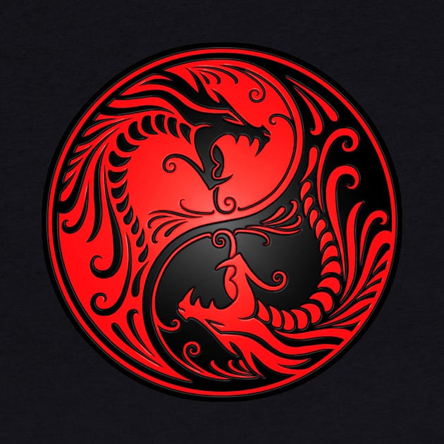 Red and Black Yin Yang Dragons by jeffbartels